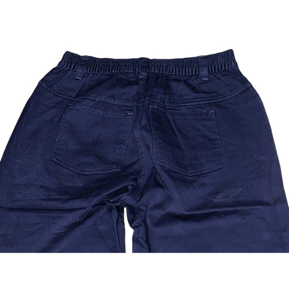 Woman Within NWT Perfect Relaxed Elastic Waist Cotton Jean Sz 12 Wide Petite Nav - Picture 8 of 8